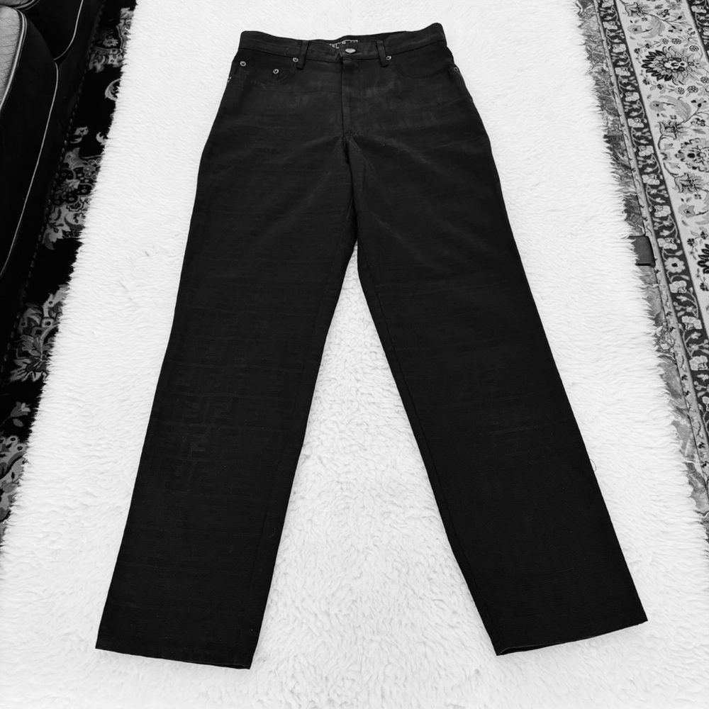 Fendi FF Logo Black High Rise Pants size EU 42 US 27-28 - Picture 3 of 15